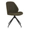 Scaun de dining rotativ Monte Carlo din material bouclé verde, cu picioare negre
