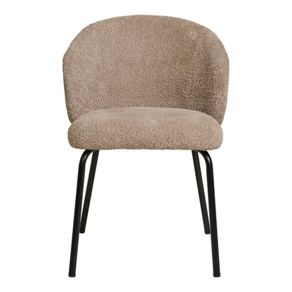 Scaun de dining, material bouclé, bej, picioare negre