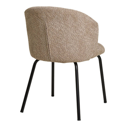 Scaun de dining, material bouclé, bej, picioare negre