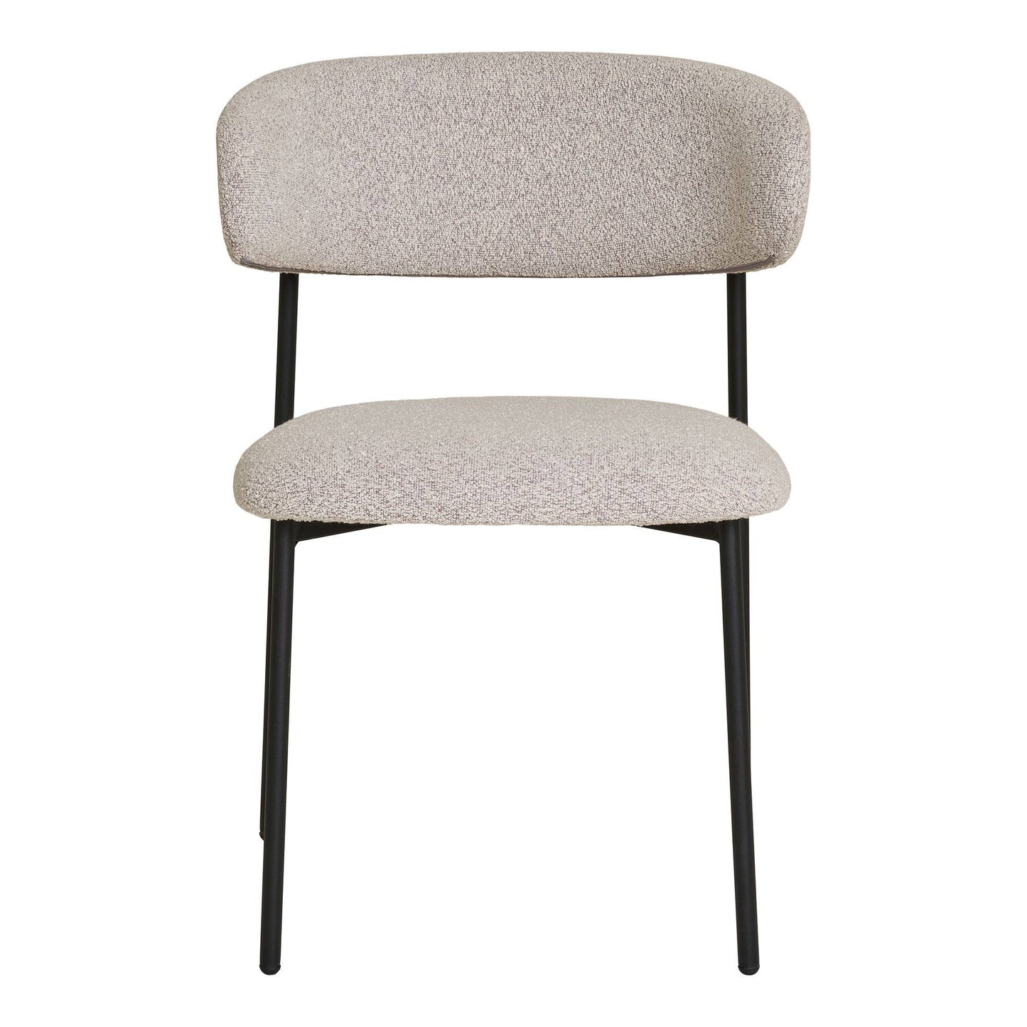 Scaun de dining, material bouclé, nisipiu, picioare negre