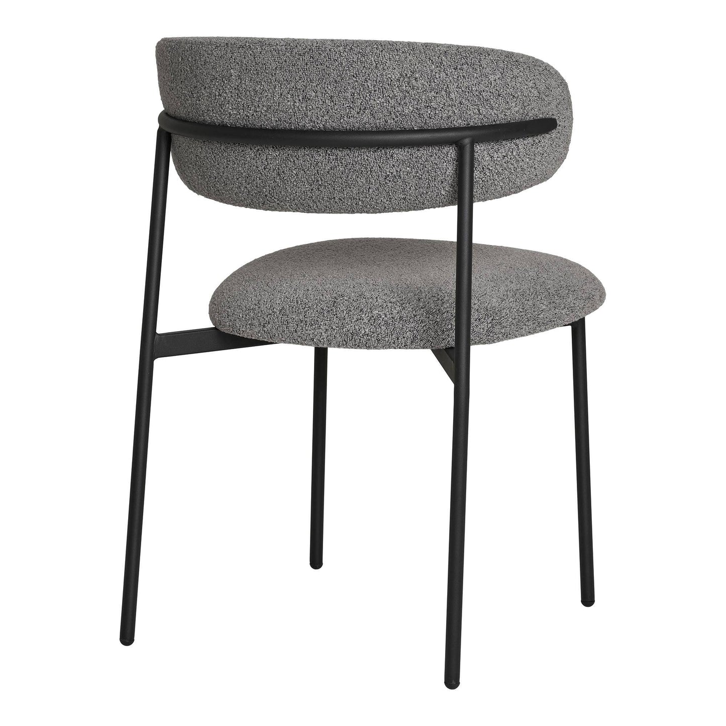 Scaun de dining, material bouclé, gri deschis, picioare negre