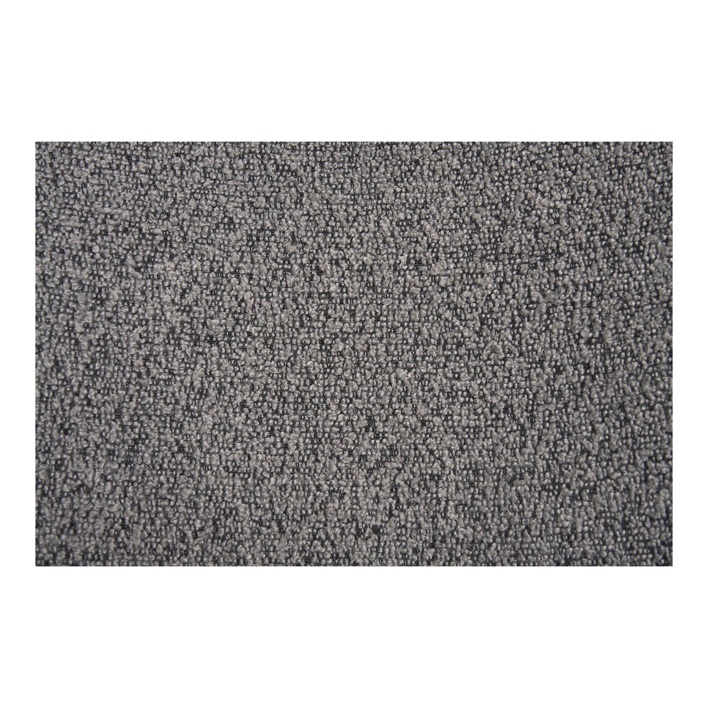 Scaun de dining, material bouclé, gri deschis, picioare negre, detaliu spatar, detaliu 