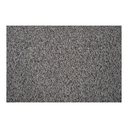 Scaun de dining, material bouclé, gri deschis, picioare negre, detaliu spatar, detaliu 