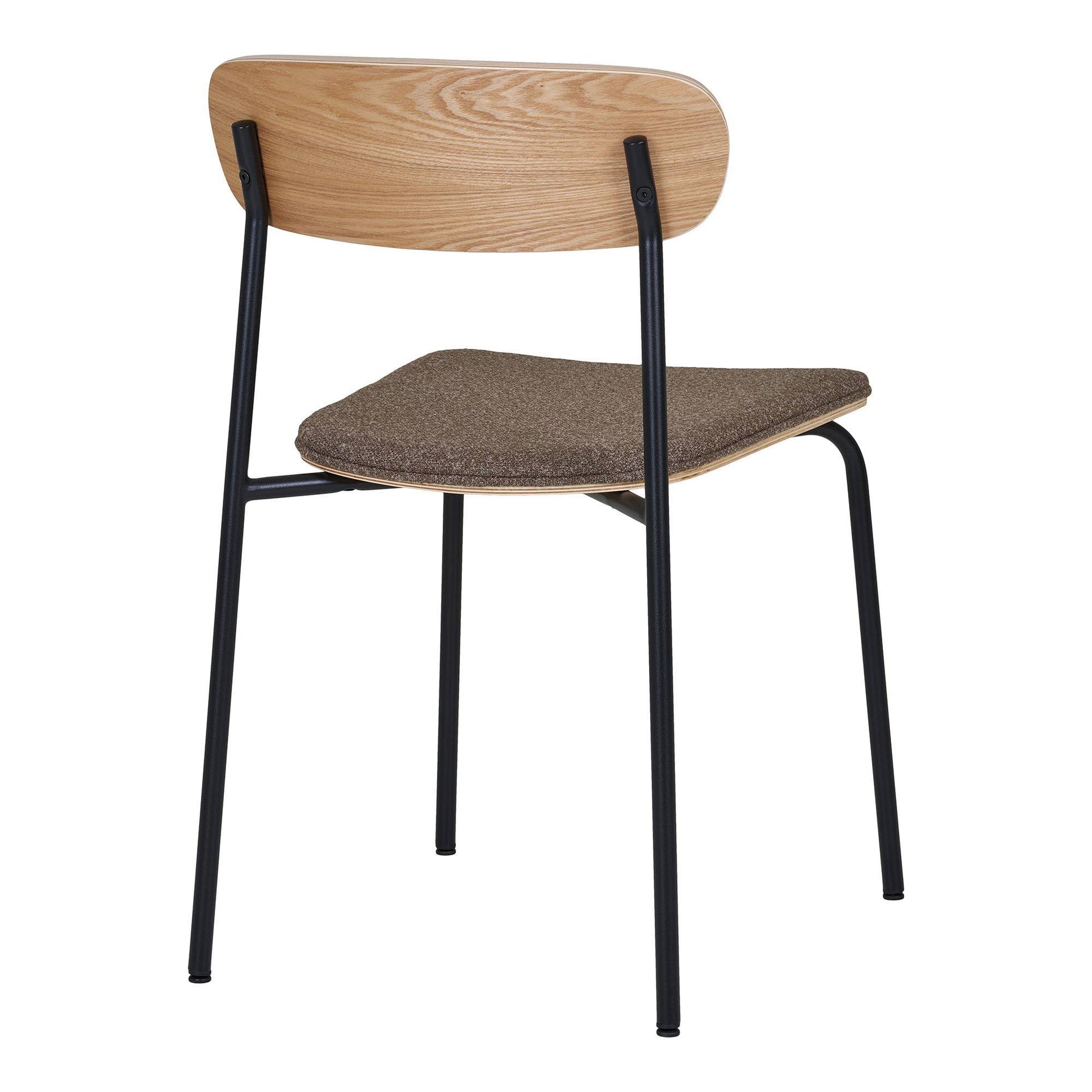Scaun de dining cu spatar din lemn, sezut maro, picioare negre