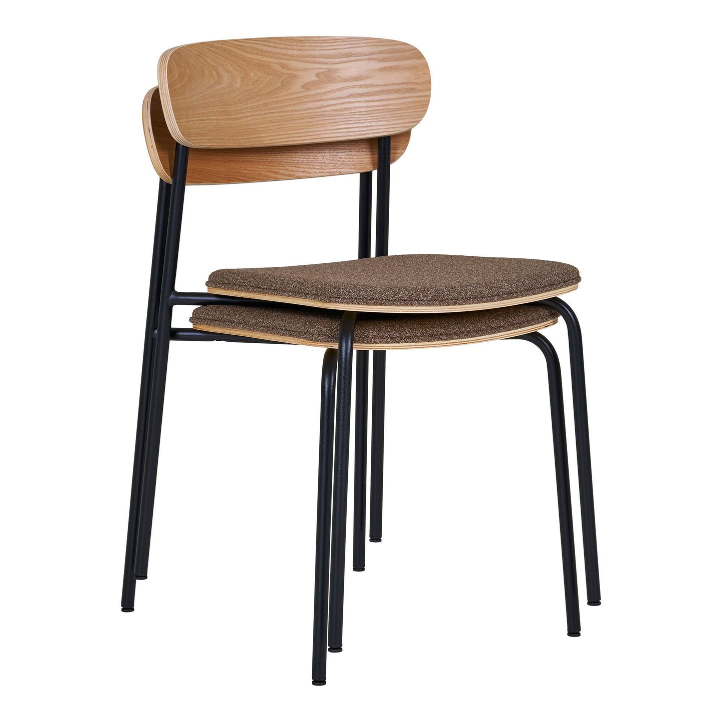 Scaun de dining cu spatar din lemn, sezut maro, picioare negre