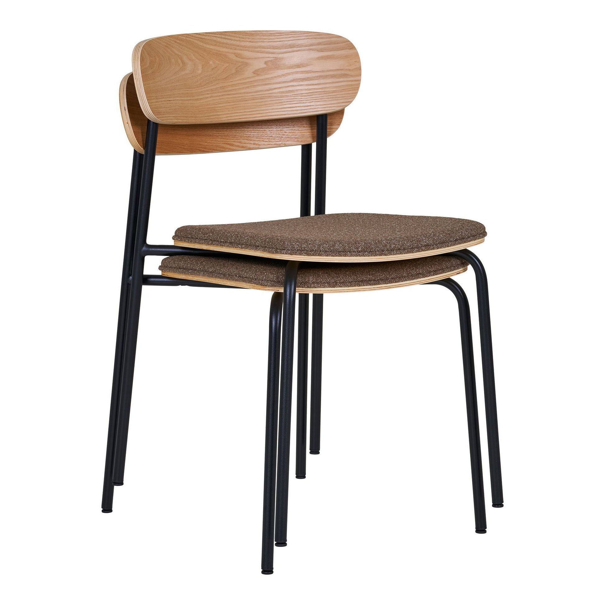 Scaun de dining cu spatar din lemn, sezut maro, picioare negre