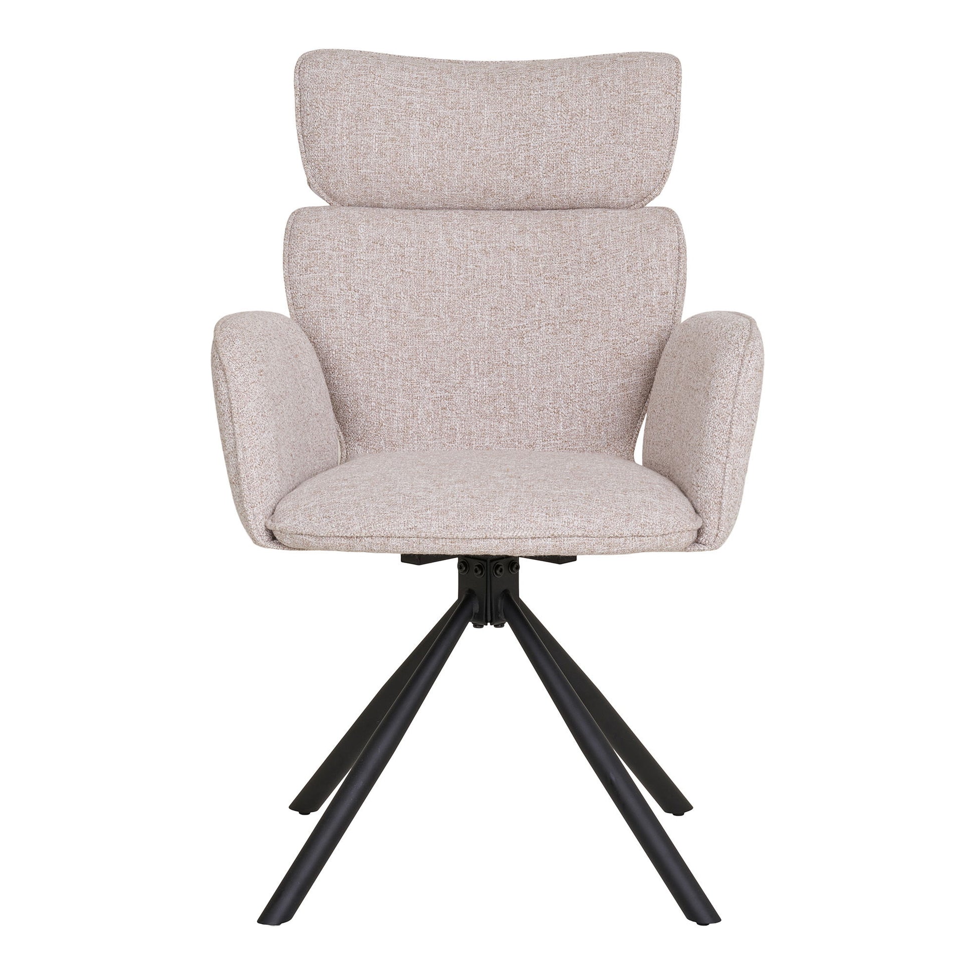 Scaun de dining rotativ, nisipiu, picioare negre