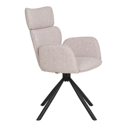 Scaun de dining rotativ, nisipiu, picioare negre