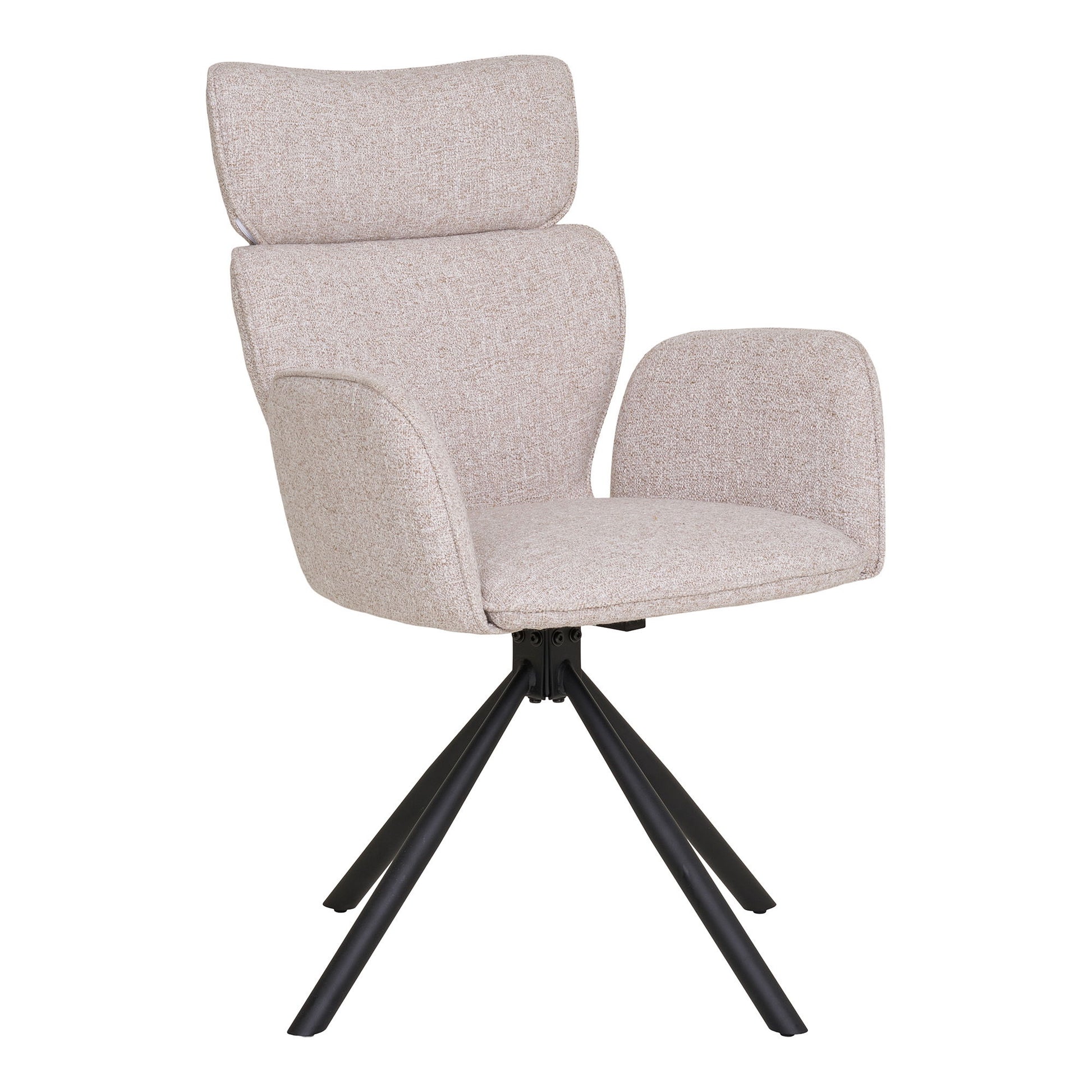 Scaun de dining rotativ, nisipiu, picioare negre