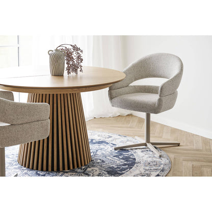 Scaun de dining rotativ, bej heather, picioare gri, in living bej