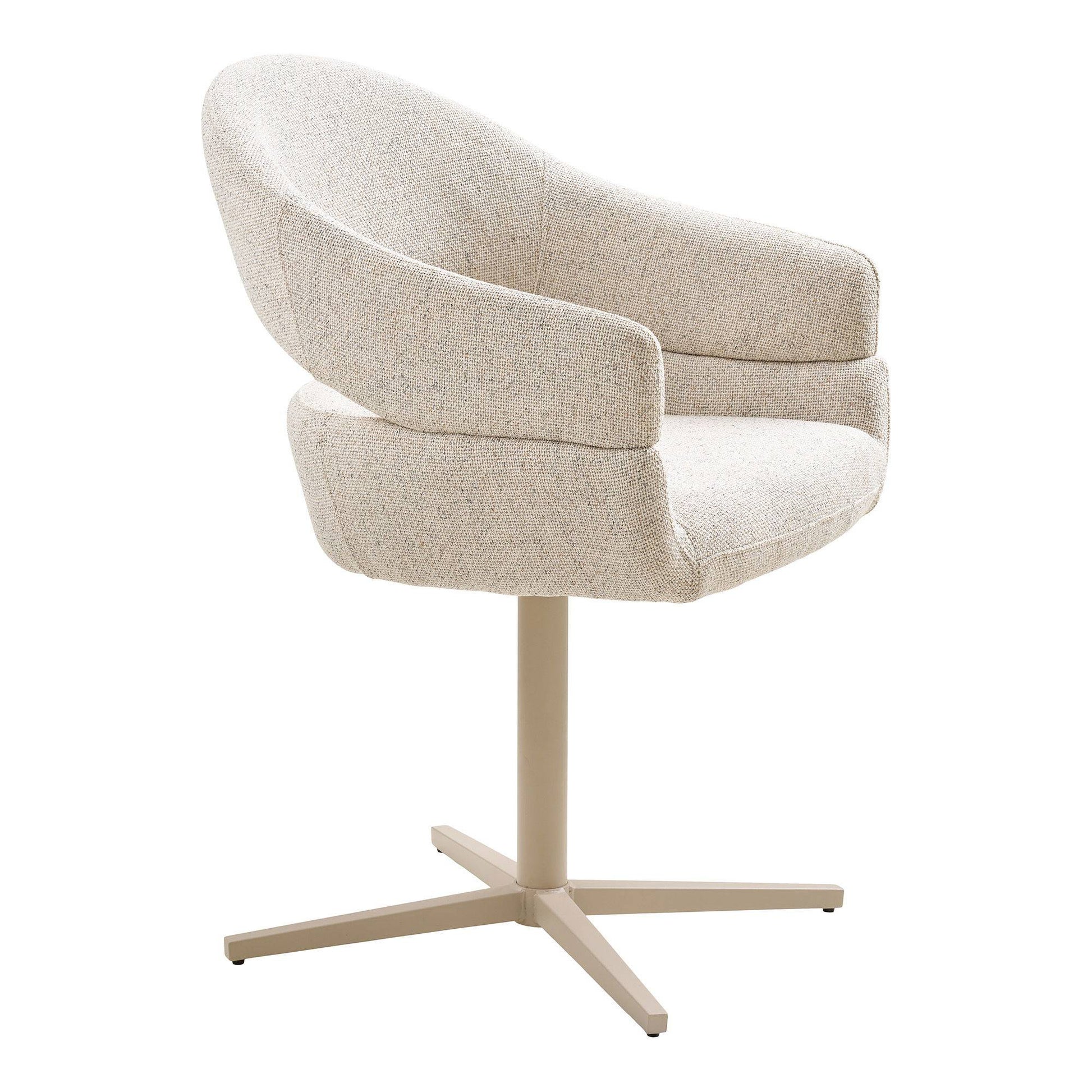 Scaun de dining rotativ, bej heather, picioare gri