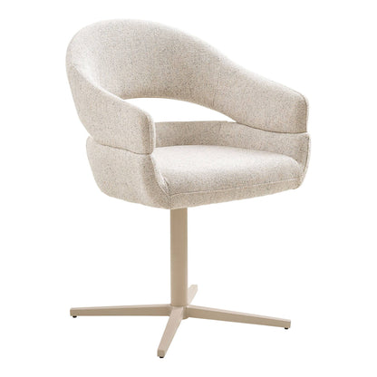 Scaun de dining rotativ, bej heather, picioare gri