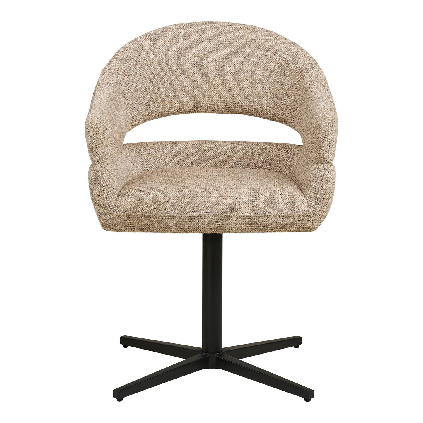  Scaun de dining rotativ, nisipiu heather, picioare negre