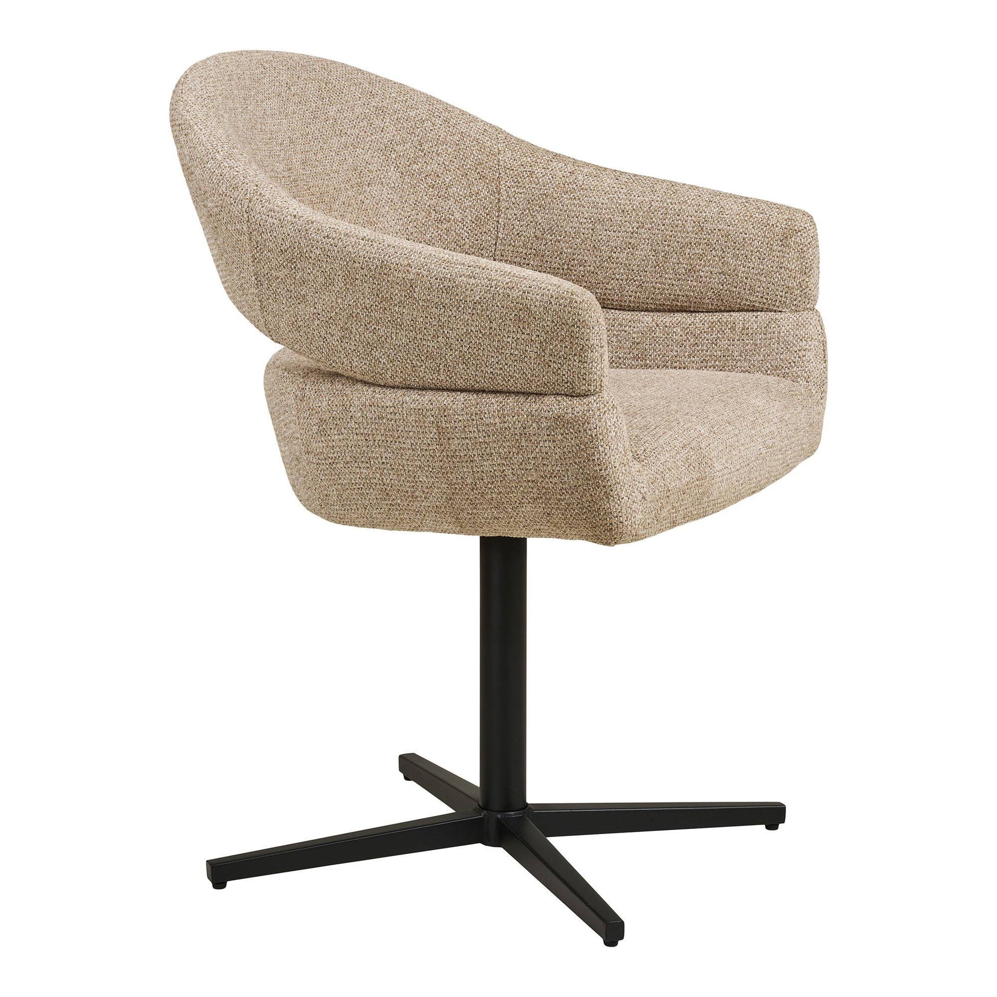 Scaun de dining rotativ, nisipiu heather, picioare negre