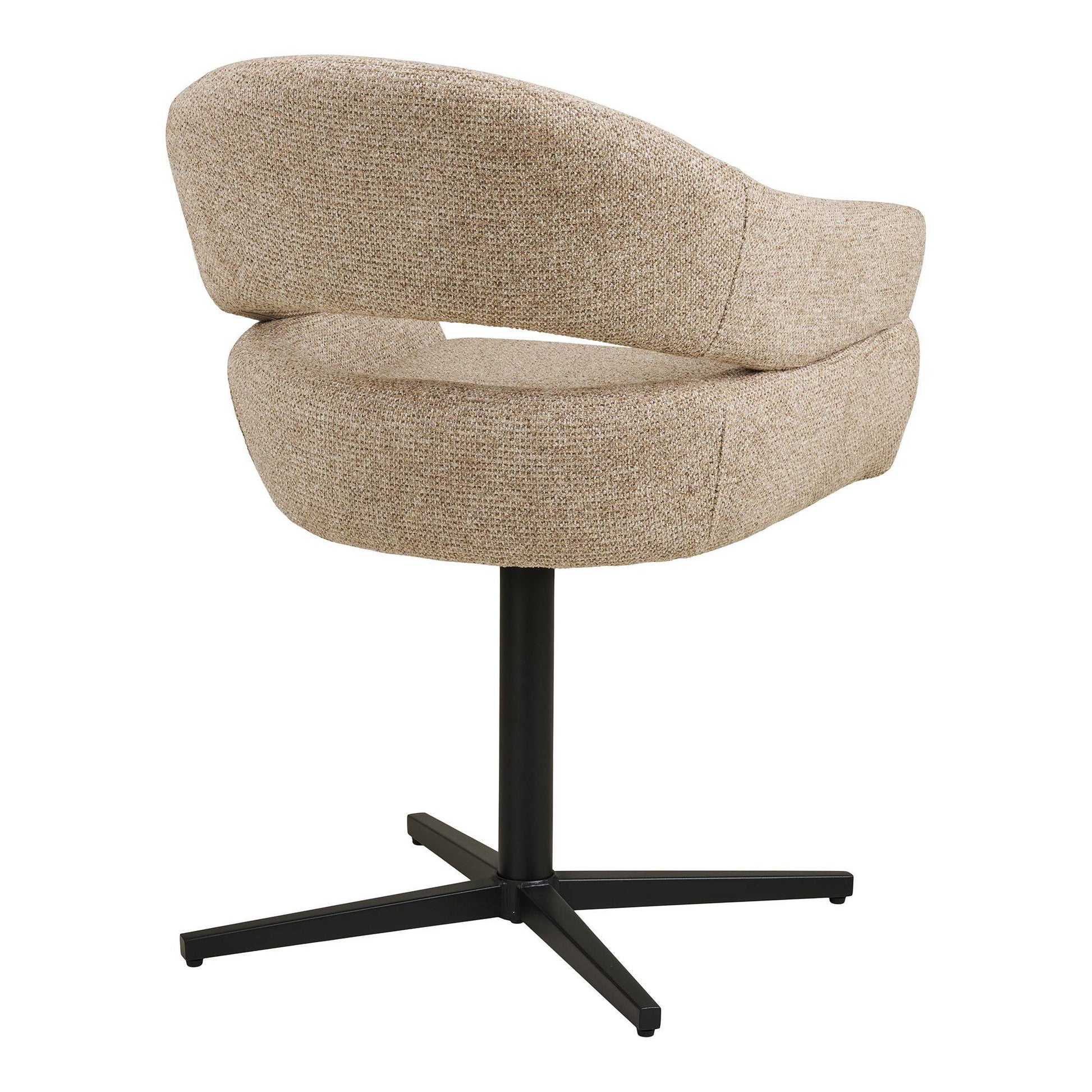  Scaun de dining rotativ, nisipiu heather, picioare negre
