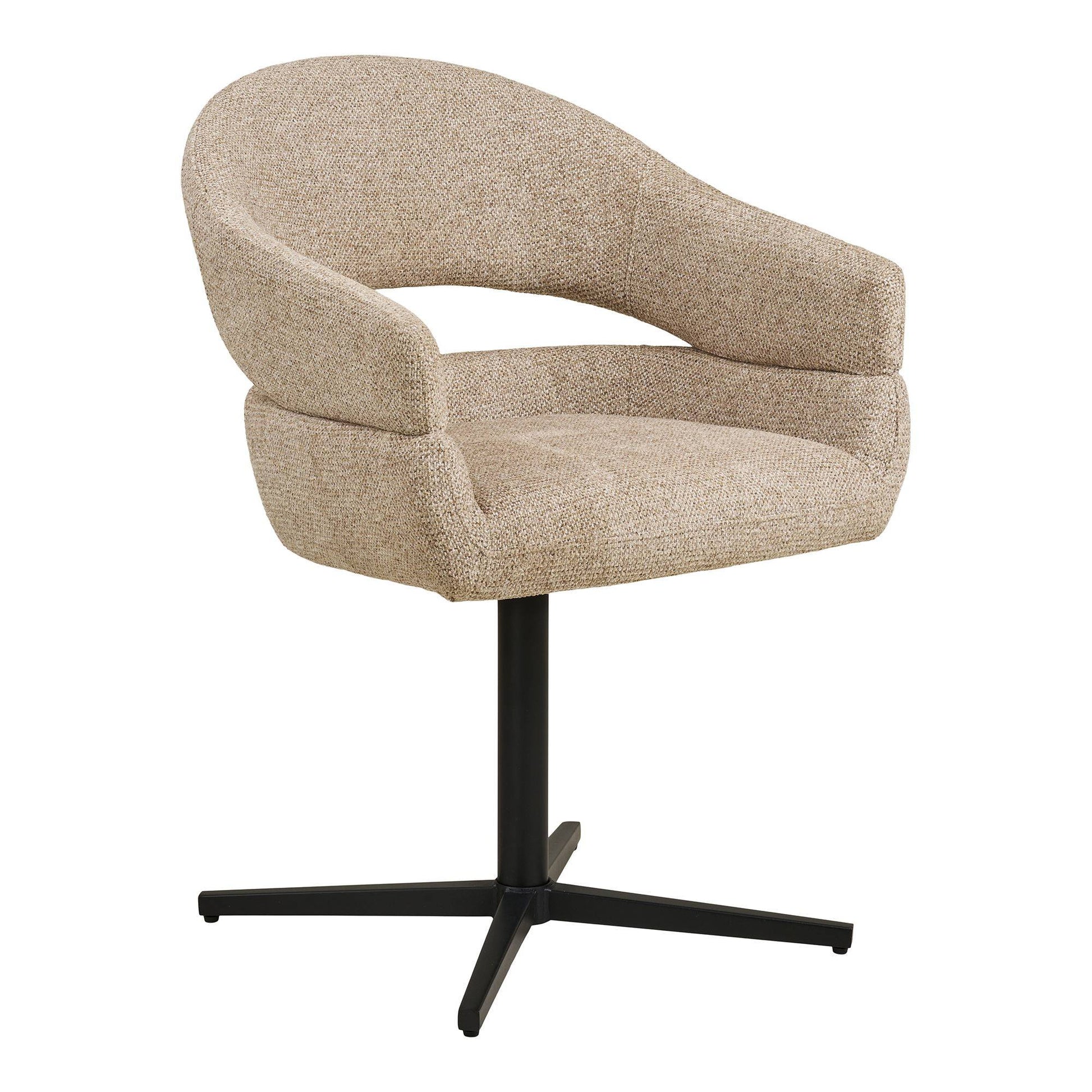  Scaun de dining rotativ, nisipiu heather, picioare negre