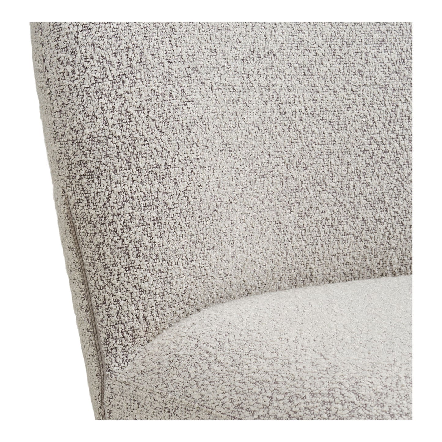 Scaun de dining rotativ, bouclé, nisipiu, picioare gri, detaliu sezut