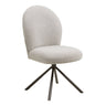 Scaun de dining rotativ Lana din material bouclé nisipiu, picioare gri