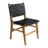 Scaun de dining Perugia din piele neagra, picioare din tec