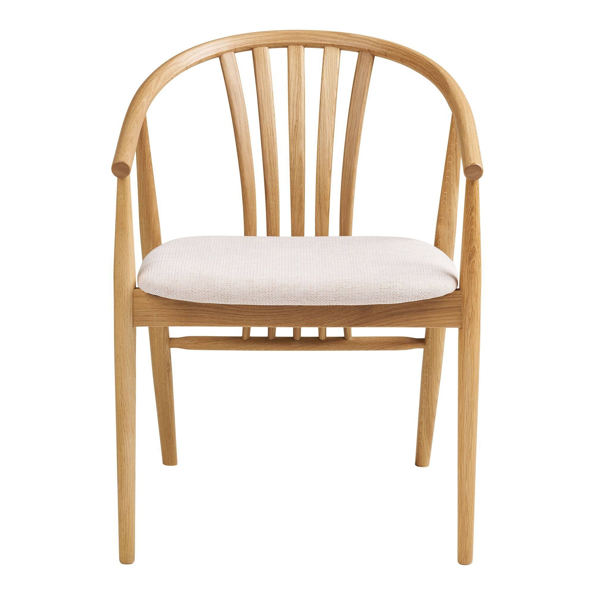 Scaun de dining din lemn de stejar cu sezut textil, natur/nisipiu