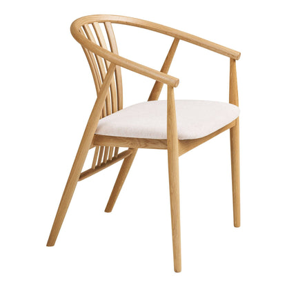 Scaun de dining din lemn de stejar cu sezut textil, natur/nisipiu