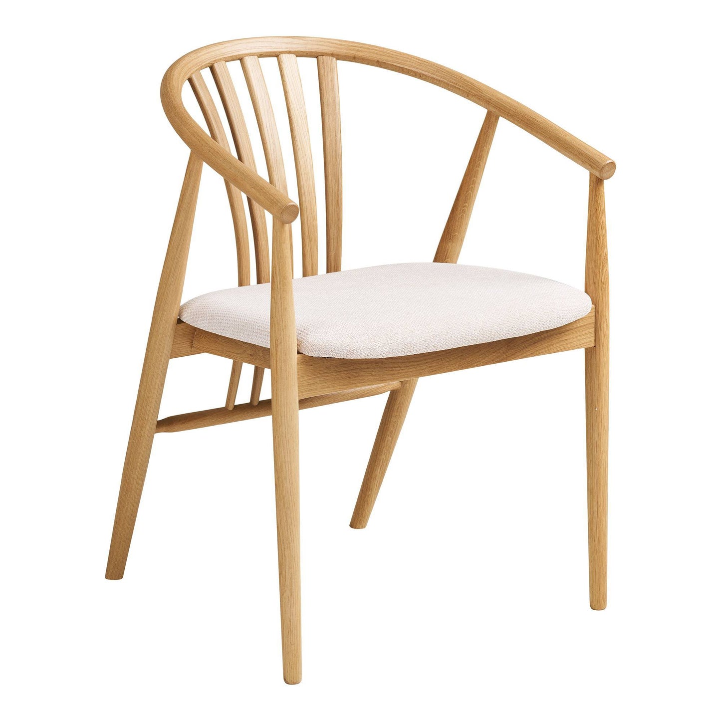 Scaun de dining din lemn de stejar cu sezut textil, natur/nisipiu
