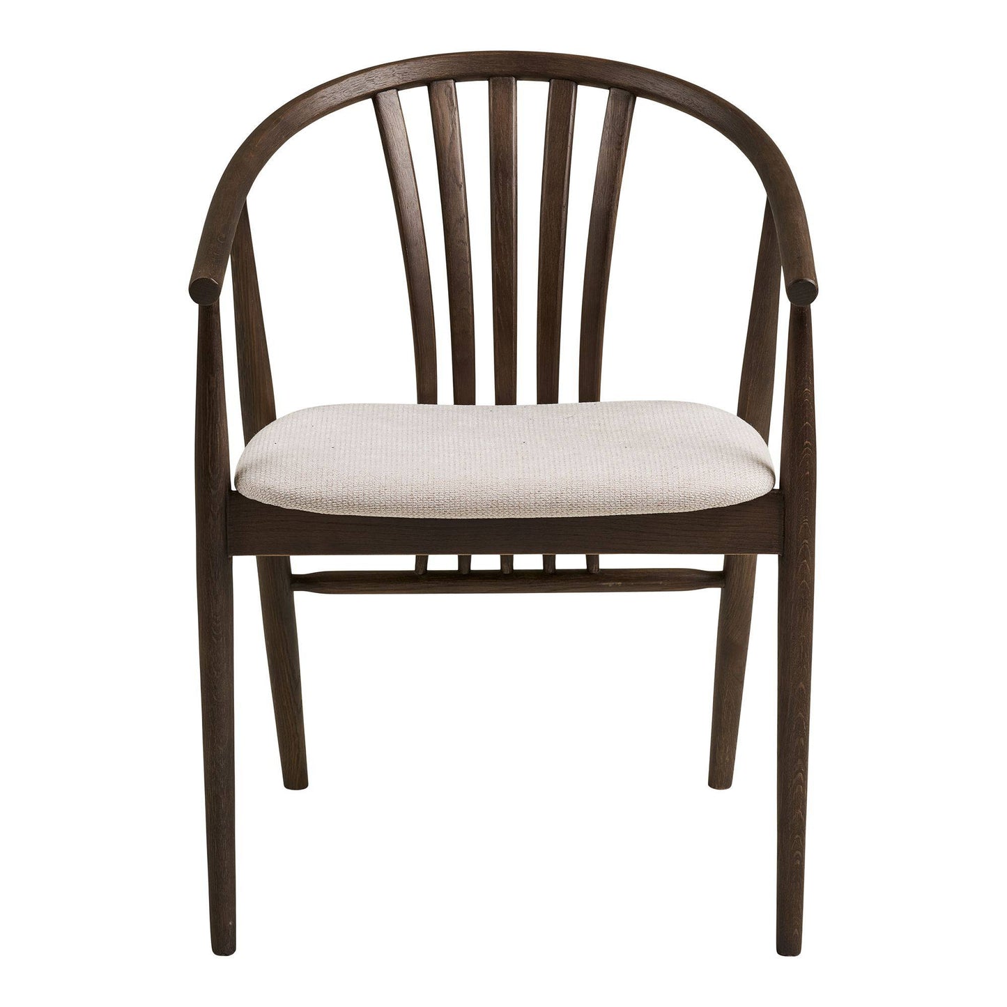 Scaun de dining lemn de stejar cu sezut textil, smoked/nisipiu