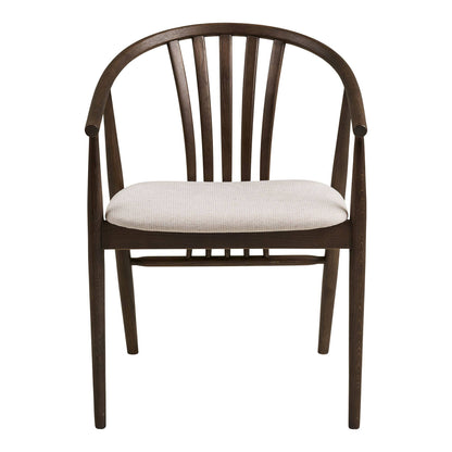 Scaun de dining lemn de stejar cu sezut textil, smoked/nisipiu