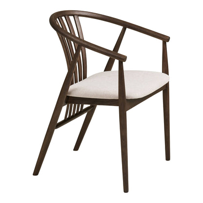 Scaun de dining lemn de stejar cu sezut textil, smoked/nisipiu