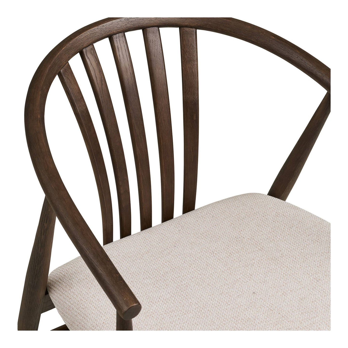 Scaun de dining lemn de stejar cu sezut textil, smoked/nisipiu