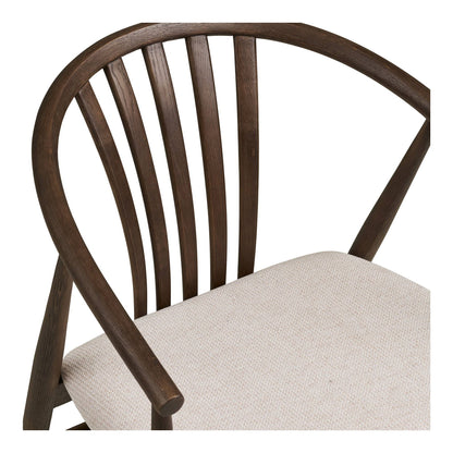 Scaun de dining lemn de stejar cu sezut textil, smoked/nisipiu