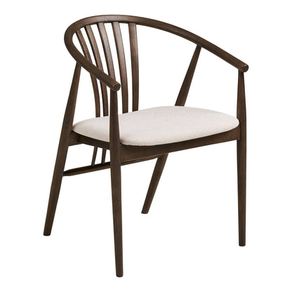 Scaun de dining lemn de stejar cu sezut textil, smoked/nisipiu