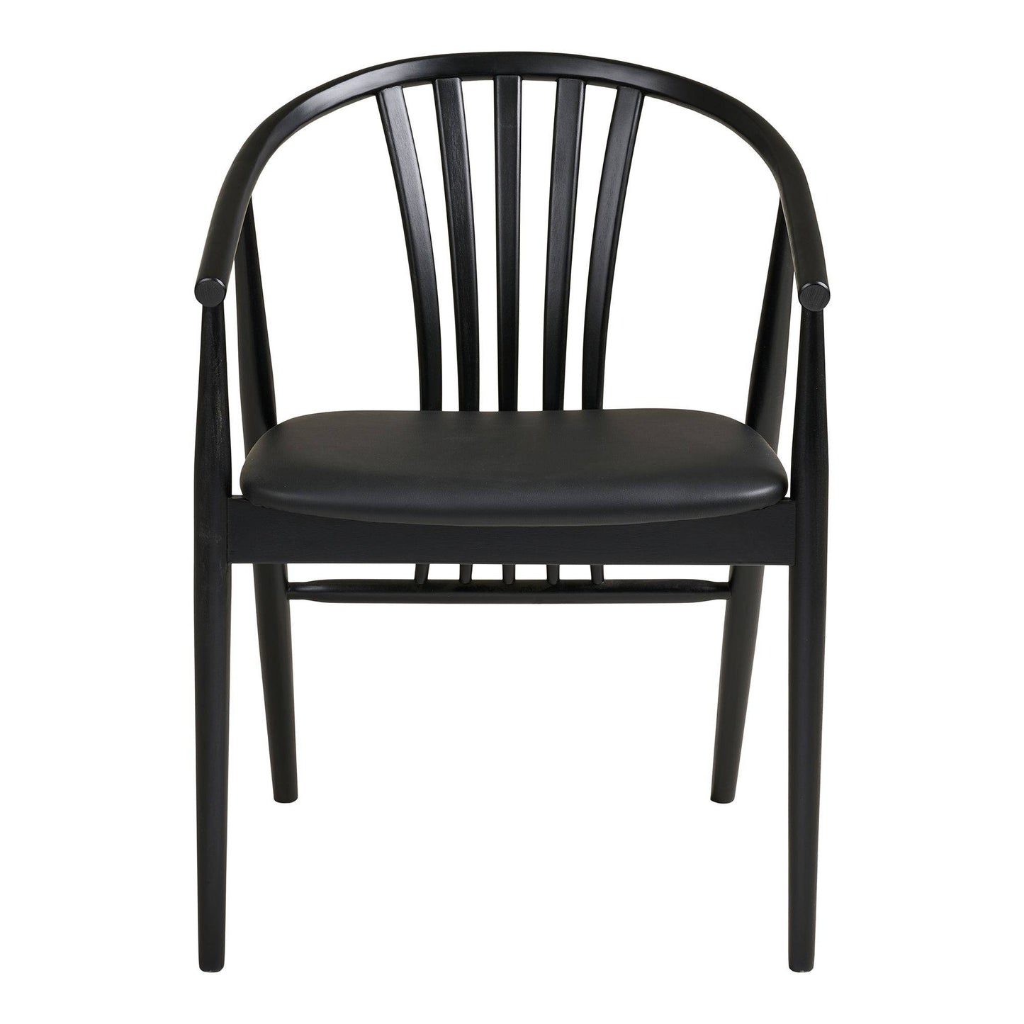  Scaun de dining din lemn de fag cu sezut din piele PU, negru