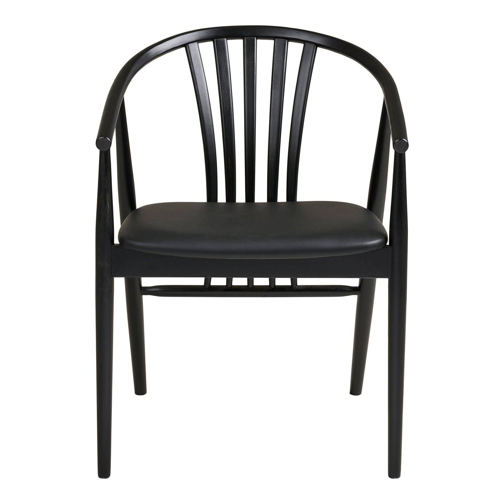  Scaun de dining din lemn de fag cu sezut din piele PU, negru