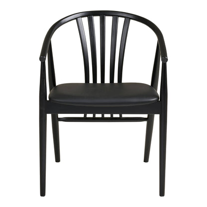  Scaun de dining din lemn de fag cu sezut din piele PU, negru