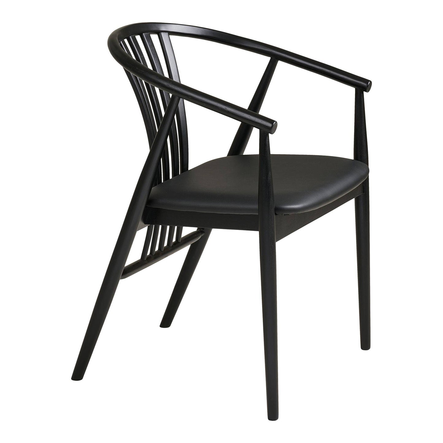  Scaun de dining din lemn de fag cu sezut din piele PU, negru