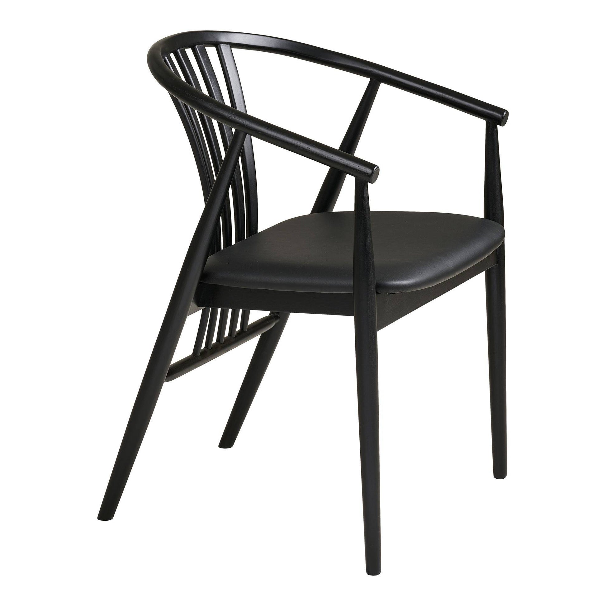  Scaun de dining din lemn de fag cu sezut din piele PU, negru