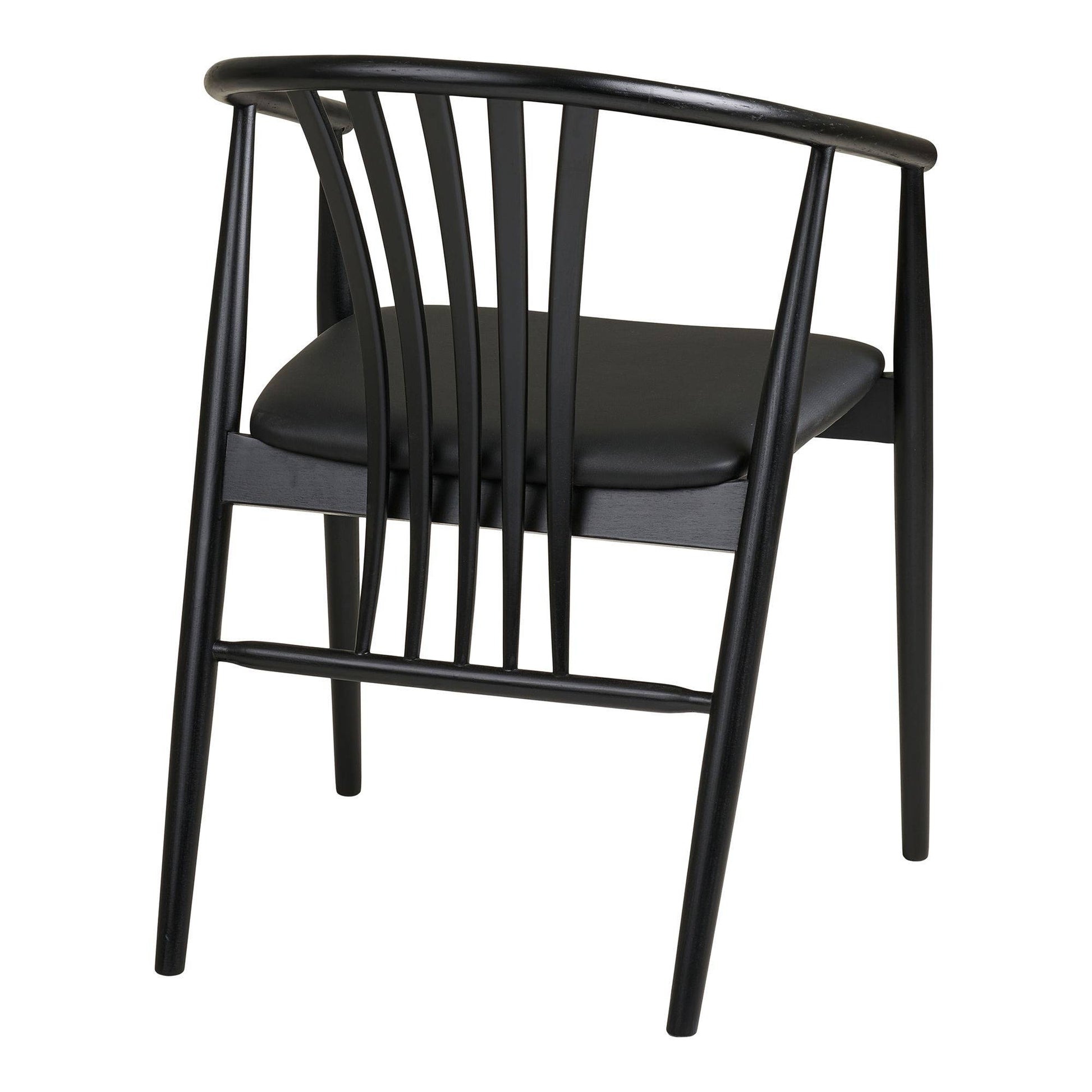  Scaun de dining din lemn de fag cu sezut din piele PU, negru