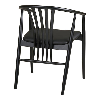  Scaun de dining din lemn de fag cu sezut din piele PU, negru