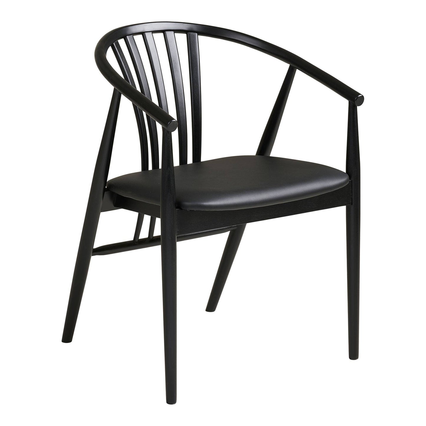  Scaun de dining din lemn de fag cu sezut din piele PU, negru