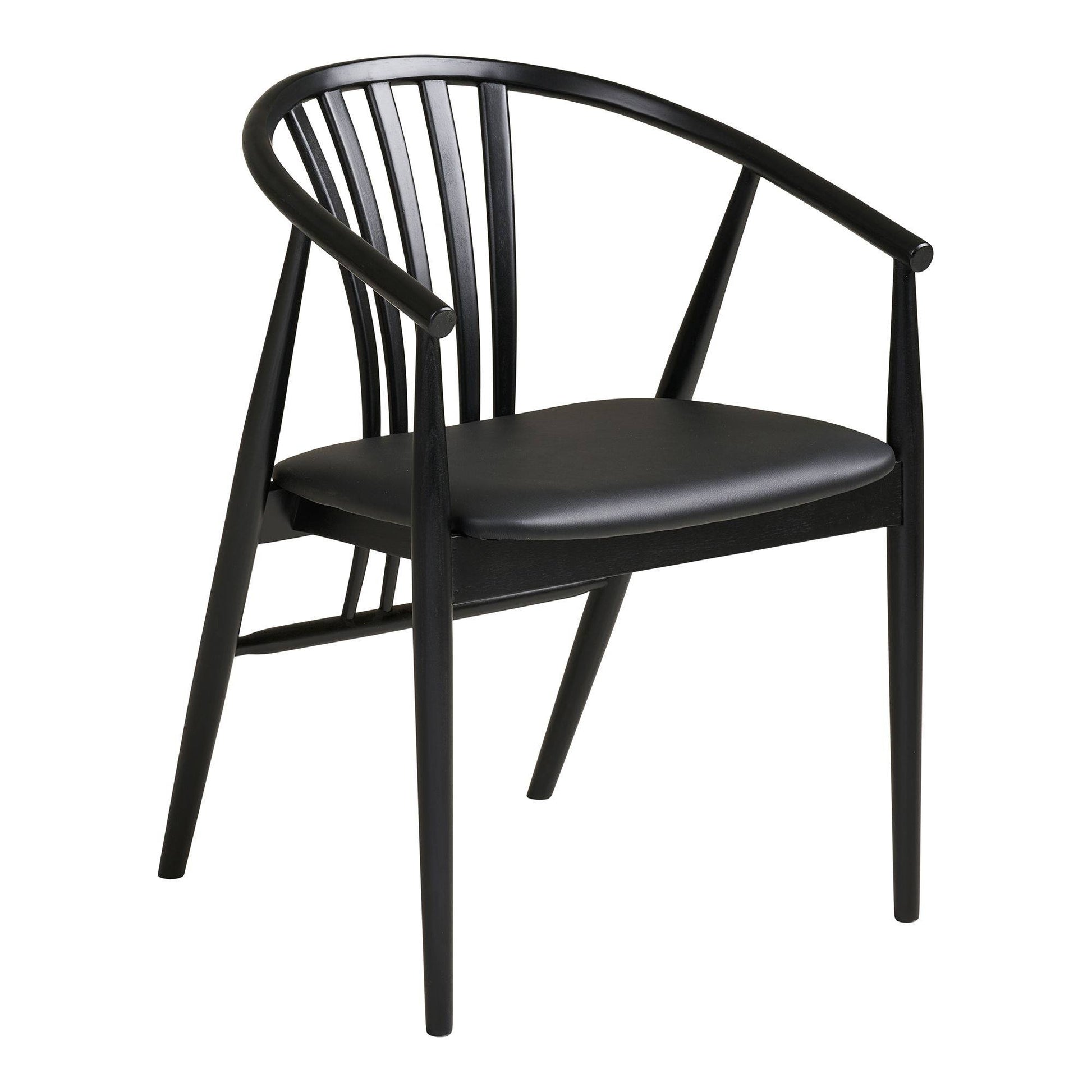  Scaun de dining din lemn de fag cu sezut din piele PU, negru
