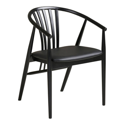  Scaun de dining din lemn de fag cu sezut din piele PU, negru