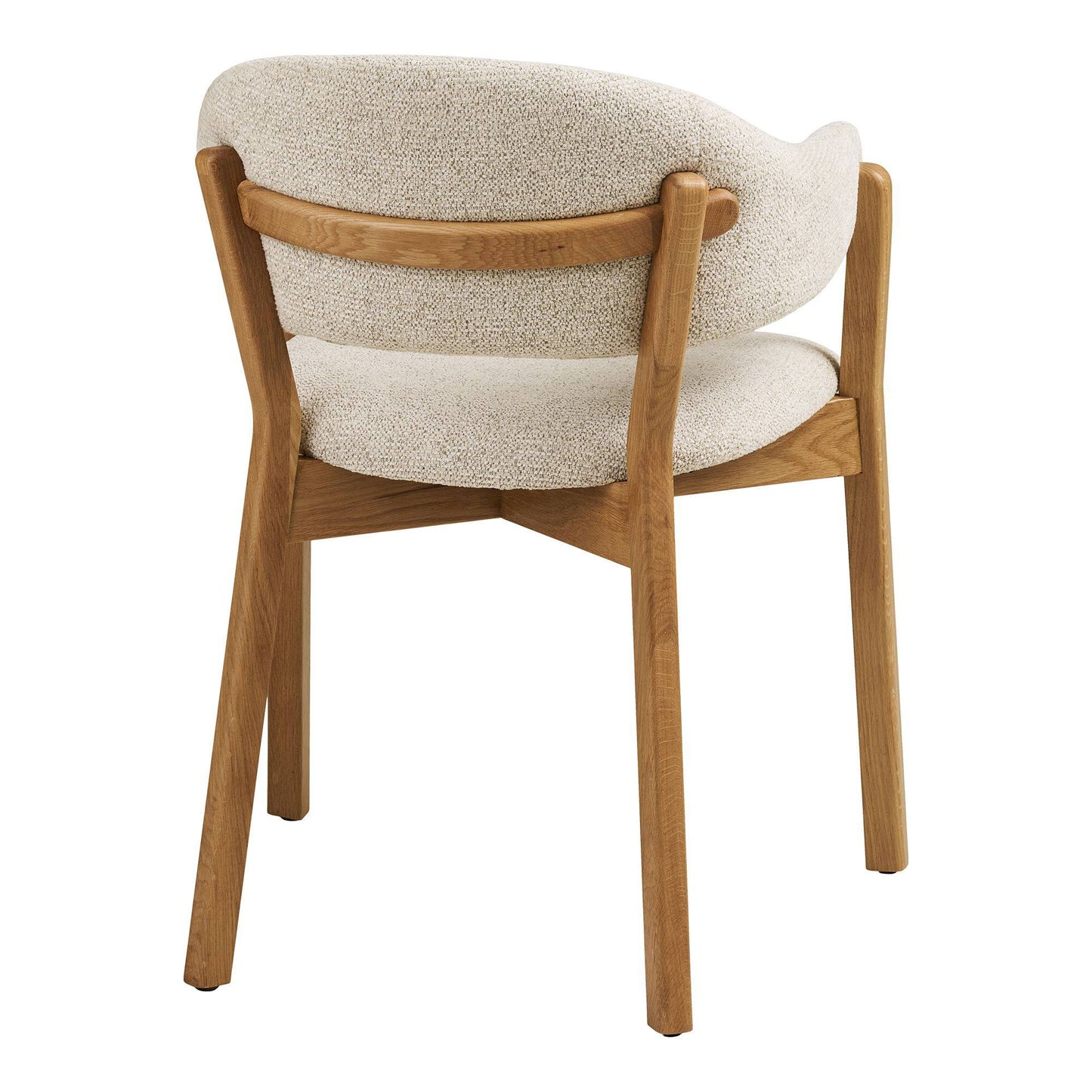 Scaun de dining cu cotiere, din lemn de stejar cu sezut textil, bej