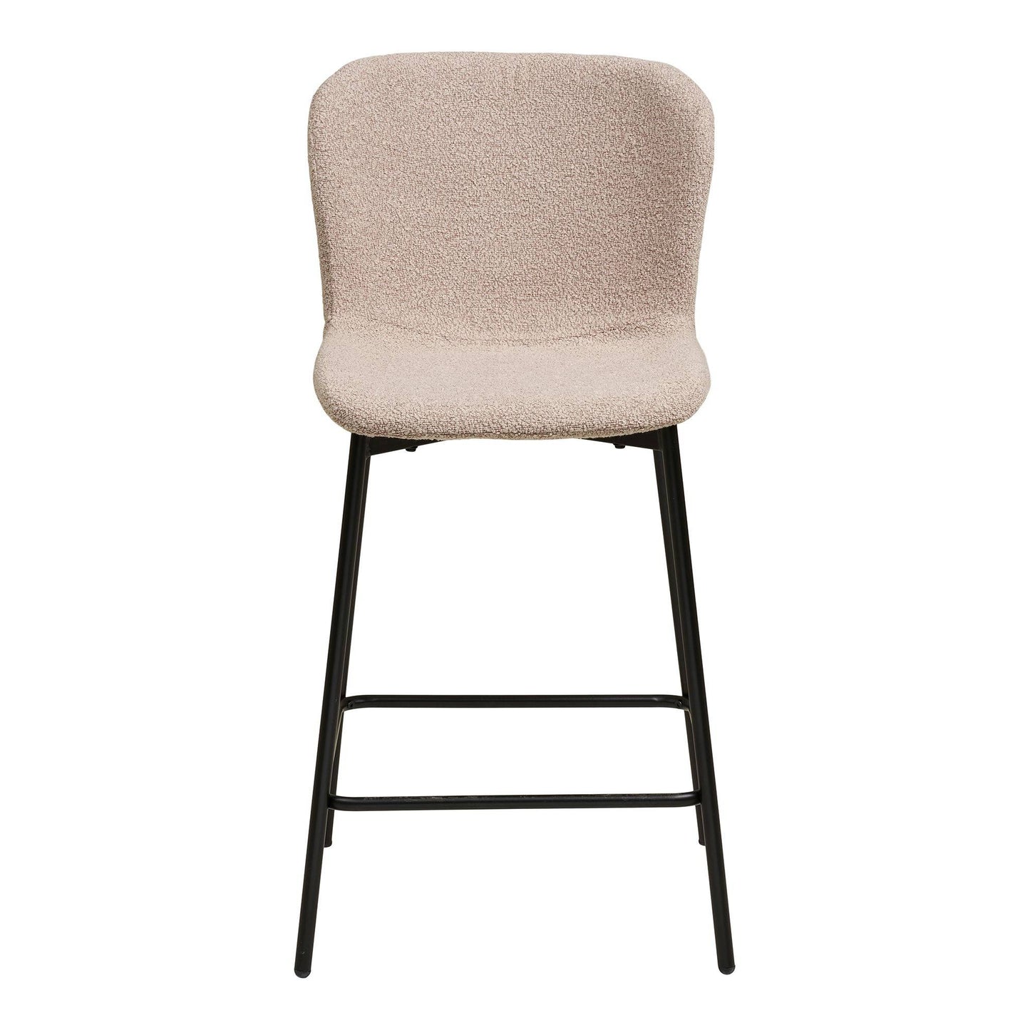 Scaun de bar din material bouclé, bej, cu picioare negre