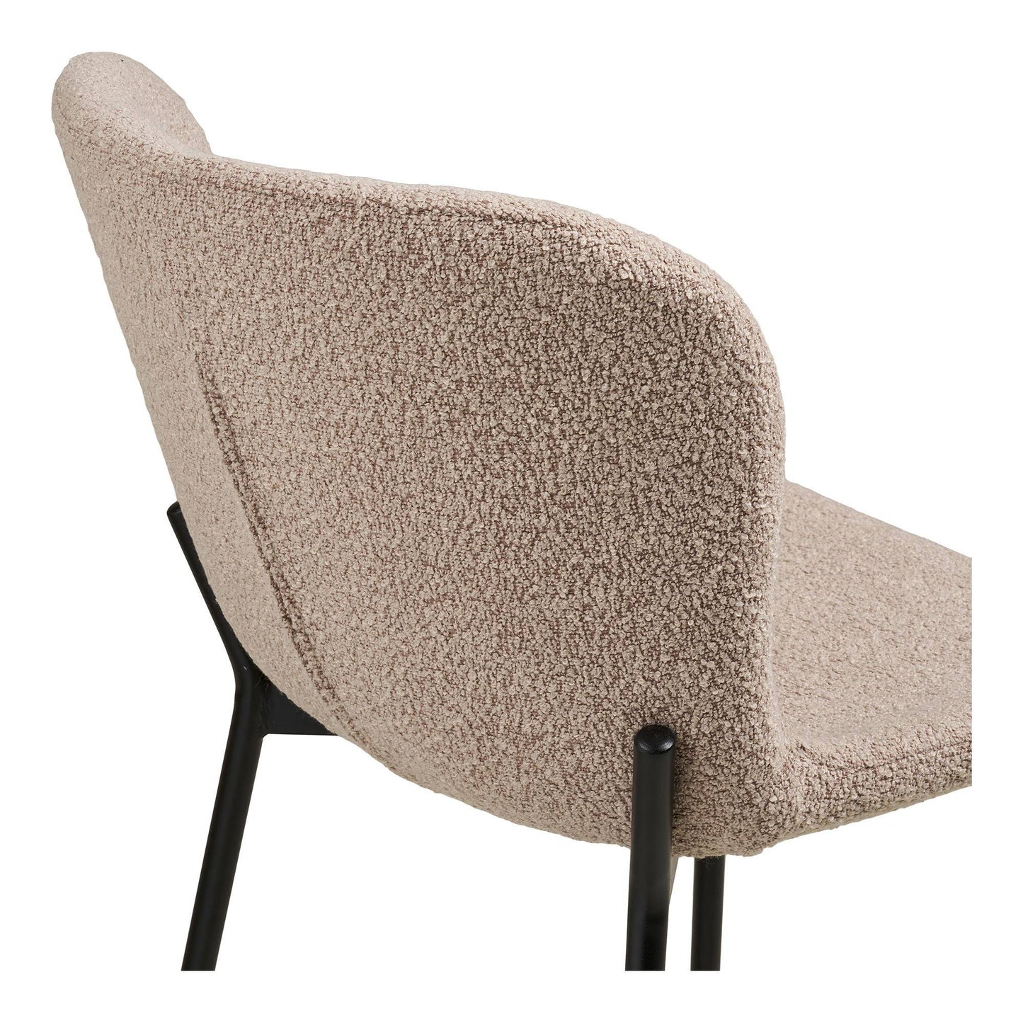 Scaun de bar din material bouclé, bej, cu picioare negre, detaliu