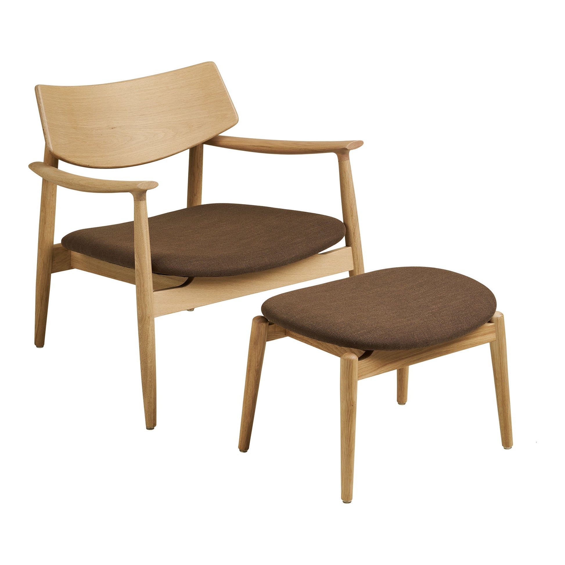 Set fotoliu si taburet, natur/maro