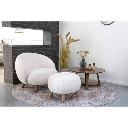 Set fotoliu si taburet alb, in living