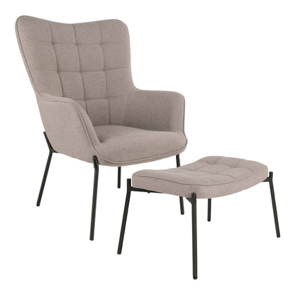 Set fotoliu si taburet, culoare gri piatra