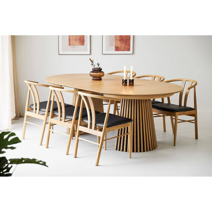 Scaun de dining, stejar cu sezut din piele PU, natur/negru