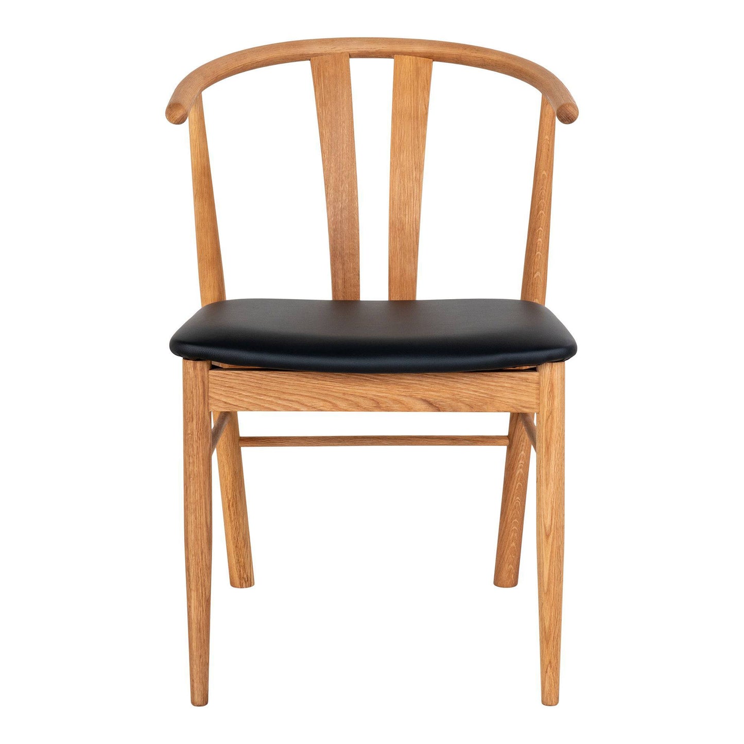 Scaun de dining, stejar cu sezut din piele PU, natur/negru